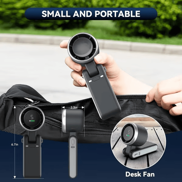 TurboCool™ Handheld Fan – 5-Speed, Rechargeable & Foldable