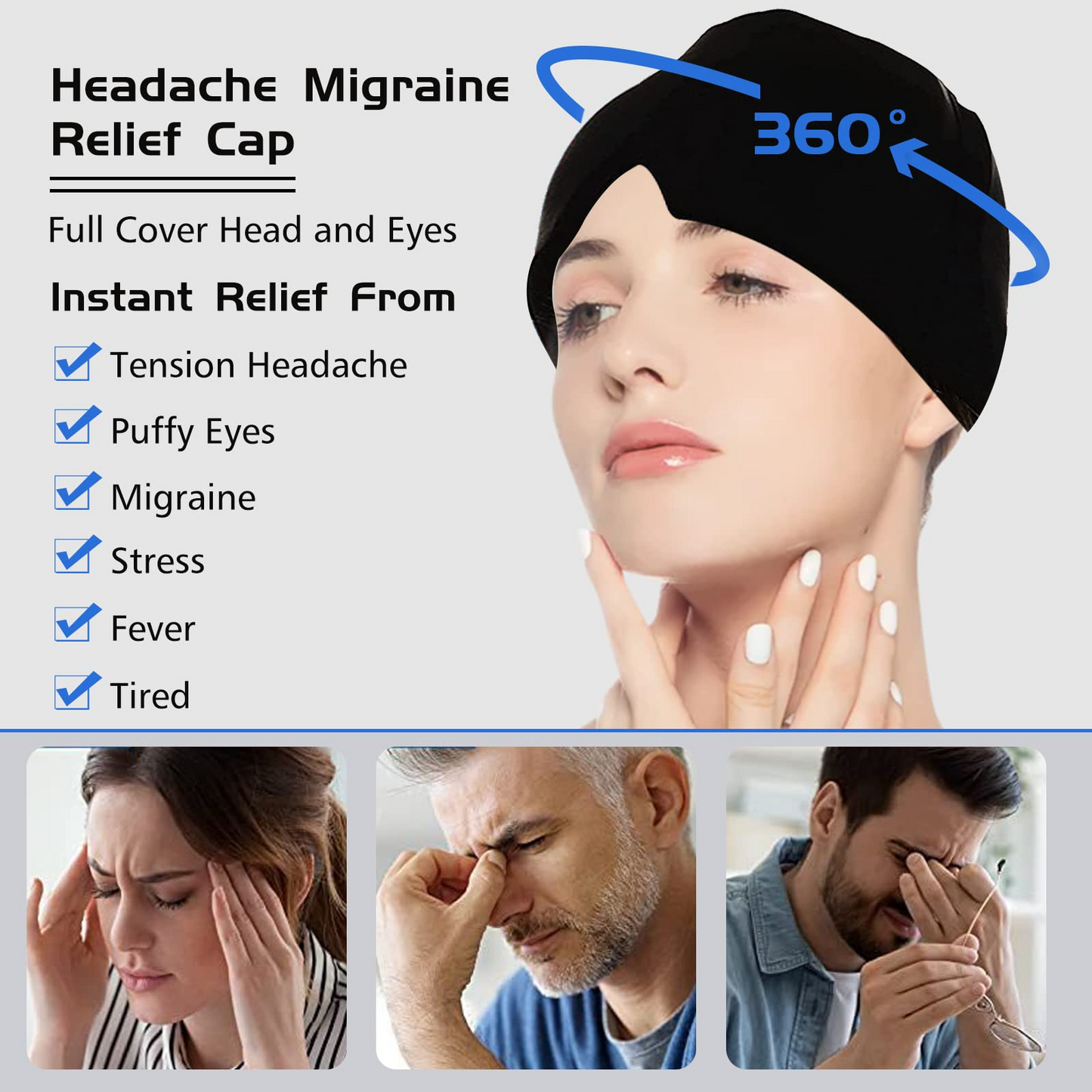 MigraEase™ Relief Cap – Hot & Cold Therapy for Headaches & Stress
