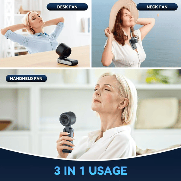 TurboCool™ Handheld Fan – 5-Speed, Rechargeable & Foldable