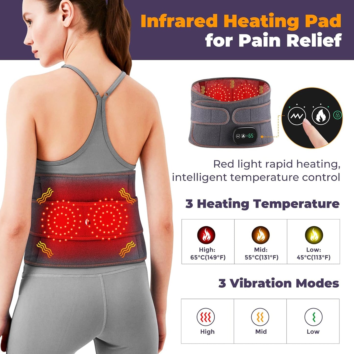ReliefFlex™ Lumbar Belt – Heated Red Light Back Pain Relief