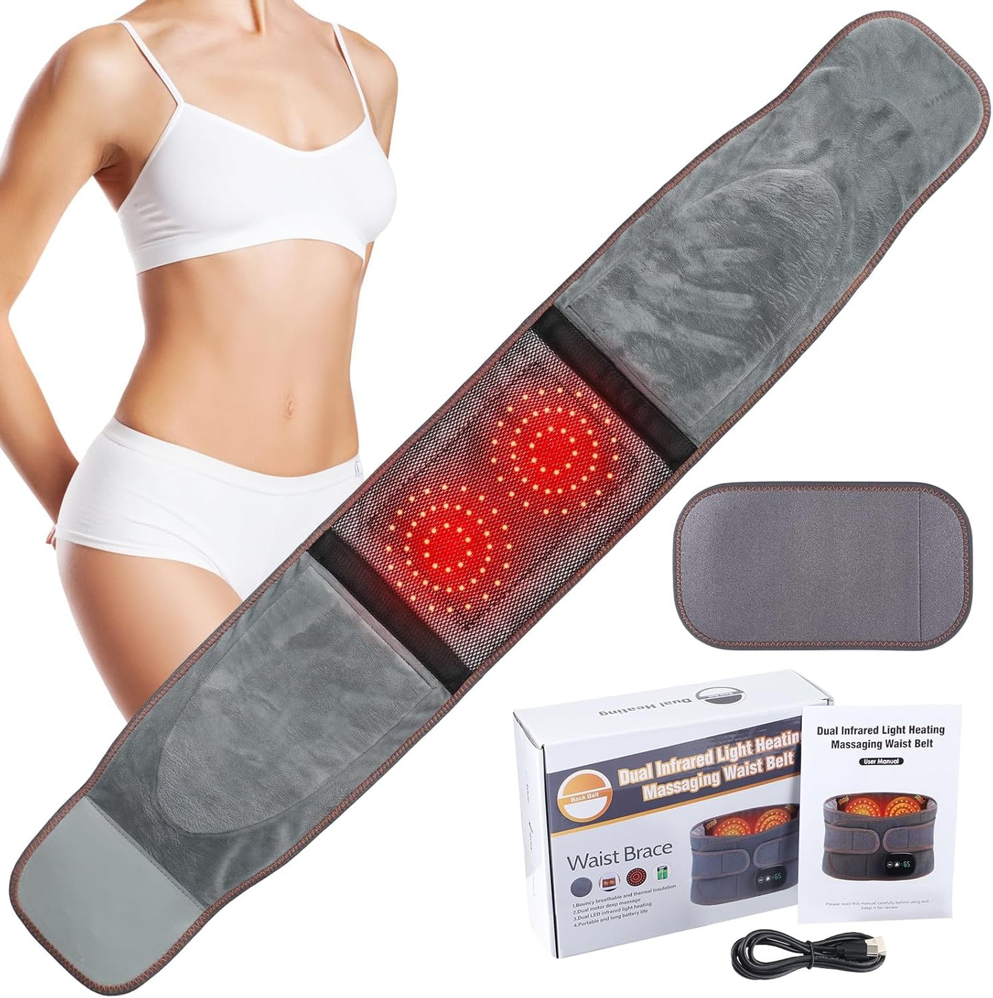 ReliefFlex™ Lumbar Belt – Heated Red Light Back Pain Relief