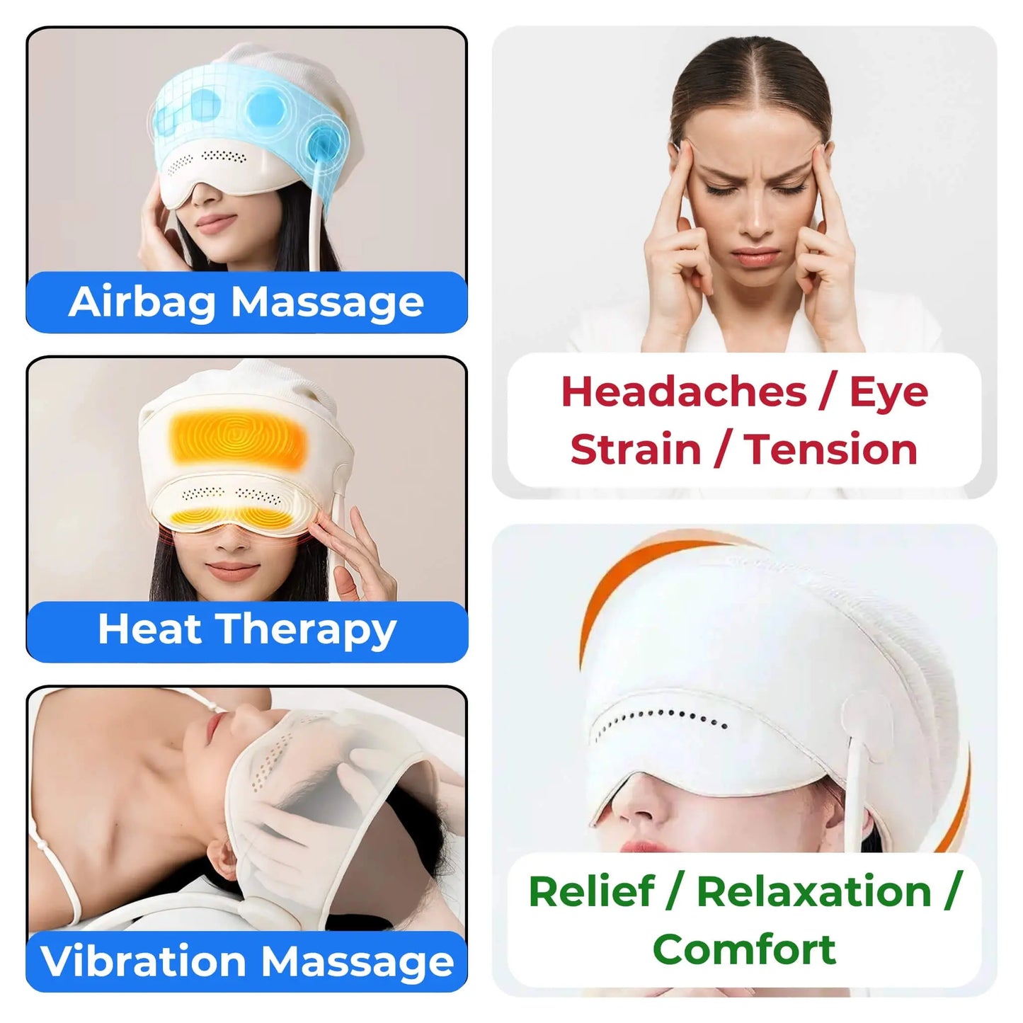 Relaxa360™ Headache Massager – Heat, Cold & Air Compression
