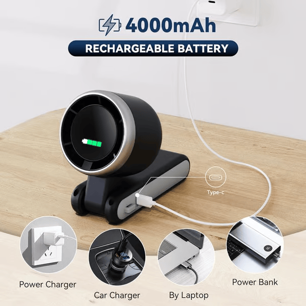 TurboCool™ Handheld Fan – 5-Speed, Rechargeable & Foldable