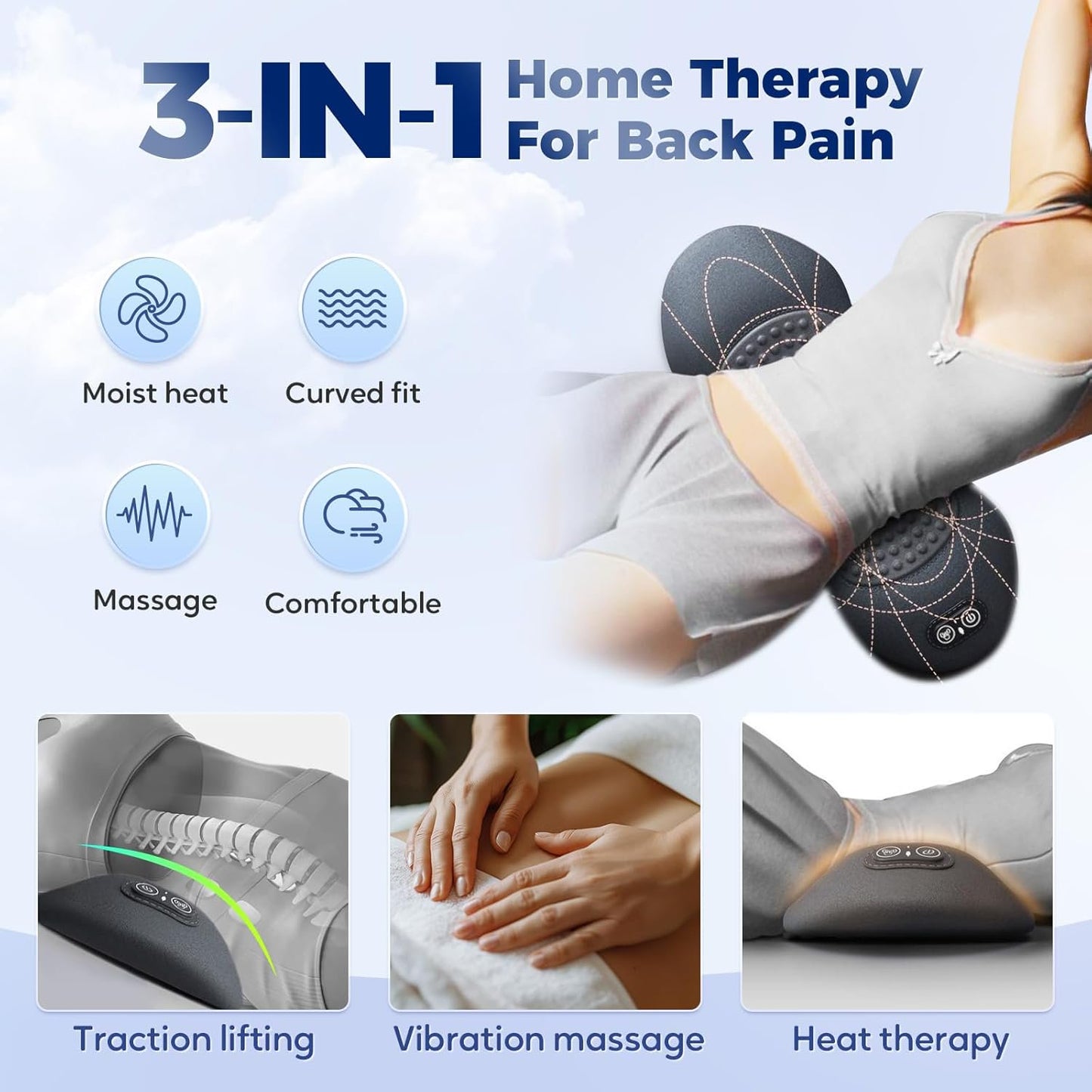 Relievex™ Back Relief Device – Heat, Vibration & Decompression Therapy