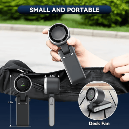TurboCool™ Handheld Fan – 5-Speed, Rechargeable & Foldable